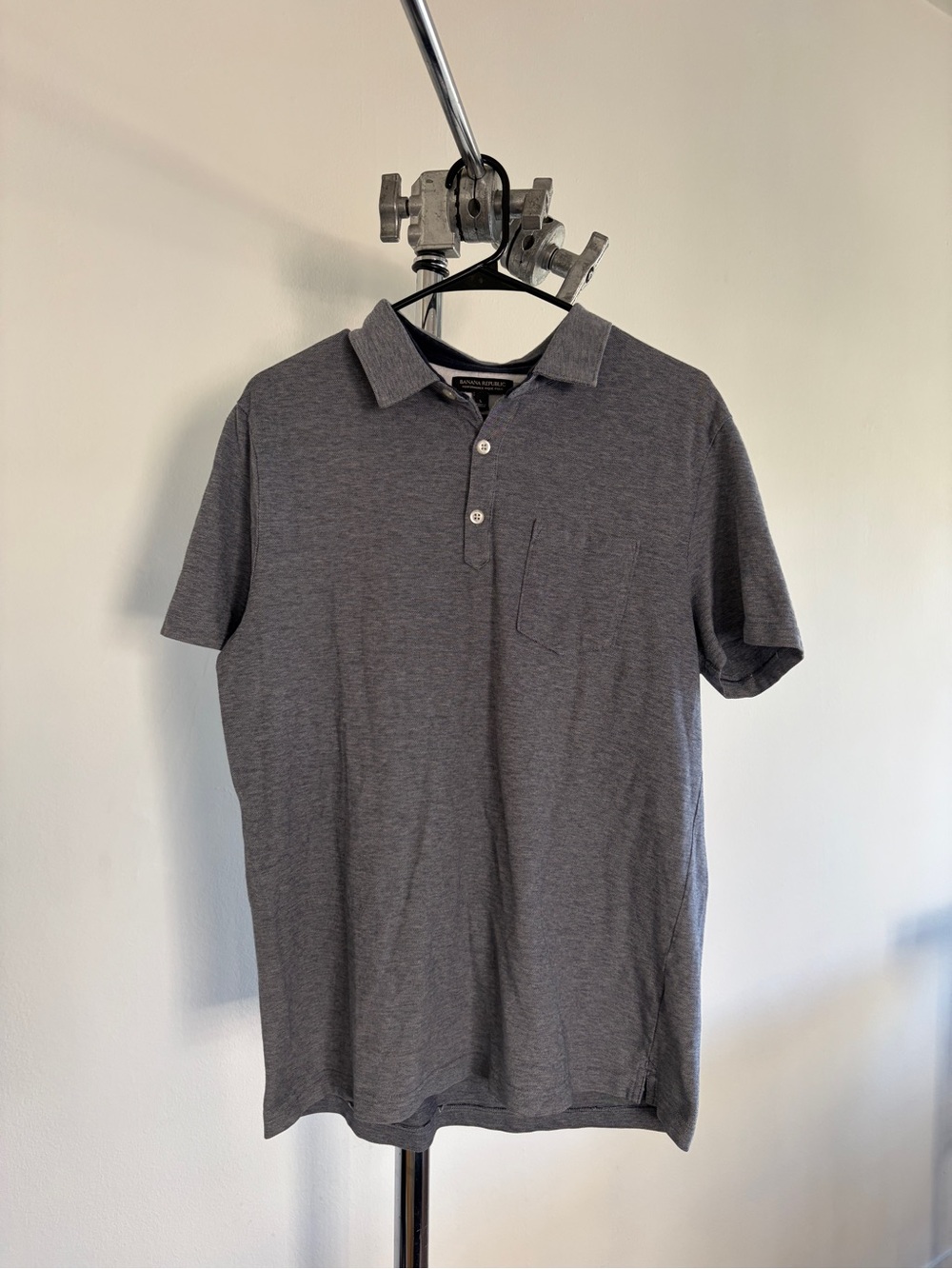 Banana Republic Gray Short-Sleeve Polo Button-Down